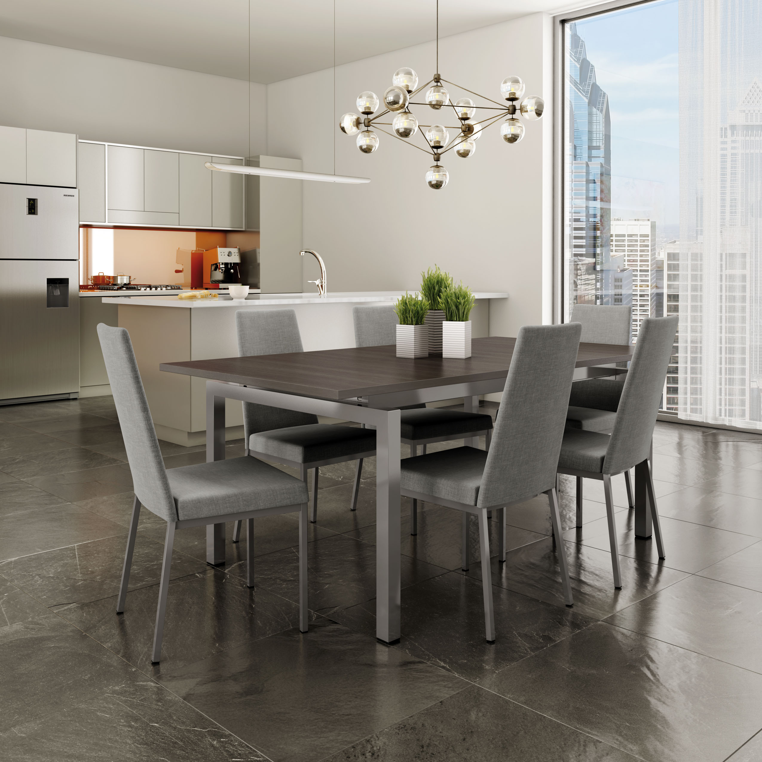 Table Zoom ,4 chaises Curve